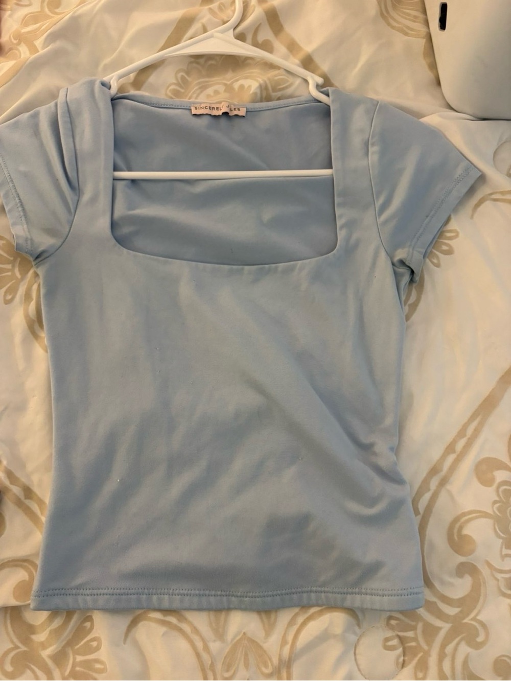 Sincerely Jules Light Blue Square Neck Short Sleeve Top